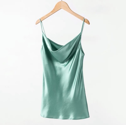 Multicolor Glossy Acetate Slip-On Tank Top for Women, Layering Base Top with Satin Finish, Flowy Women's Style Loose Fit, Elegant and Refined Outerwear