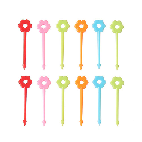 Mini floral decoration rice ball skewer, four-color flowers, cute animal baby fruit cake dessert fork