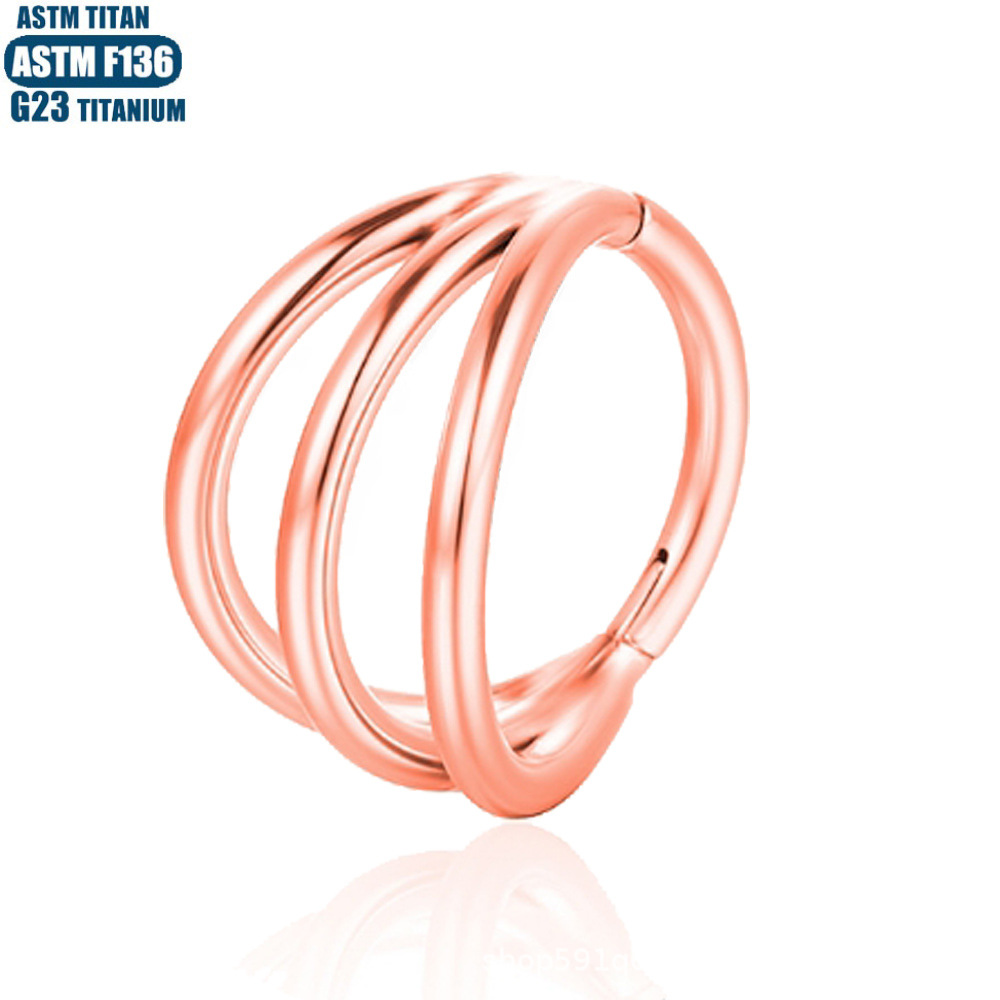 F136 Titanium Hinge Nose Ring Zircon Nasal Septum Ring Three-layer Two-color Seamless Ring Piercing Jewelry Earring detail image 25