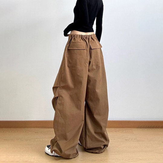 American Style Wide Leg Pants Women's 2025 New Autumn and Winter Loose Casual Pants High Waist Cushion Trousers Dosing Straight Pants