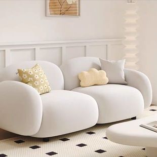 Cream Style Beauty Salon Sofa Living Room Small Apartment Straight Row Simple Nordic Clothing Store Reception Internet Popular Double Sofa