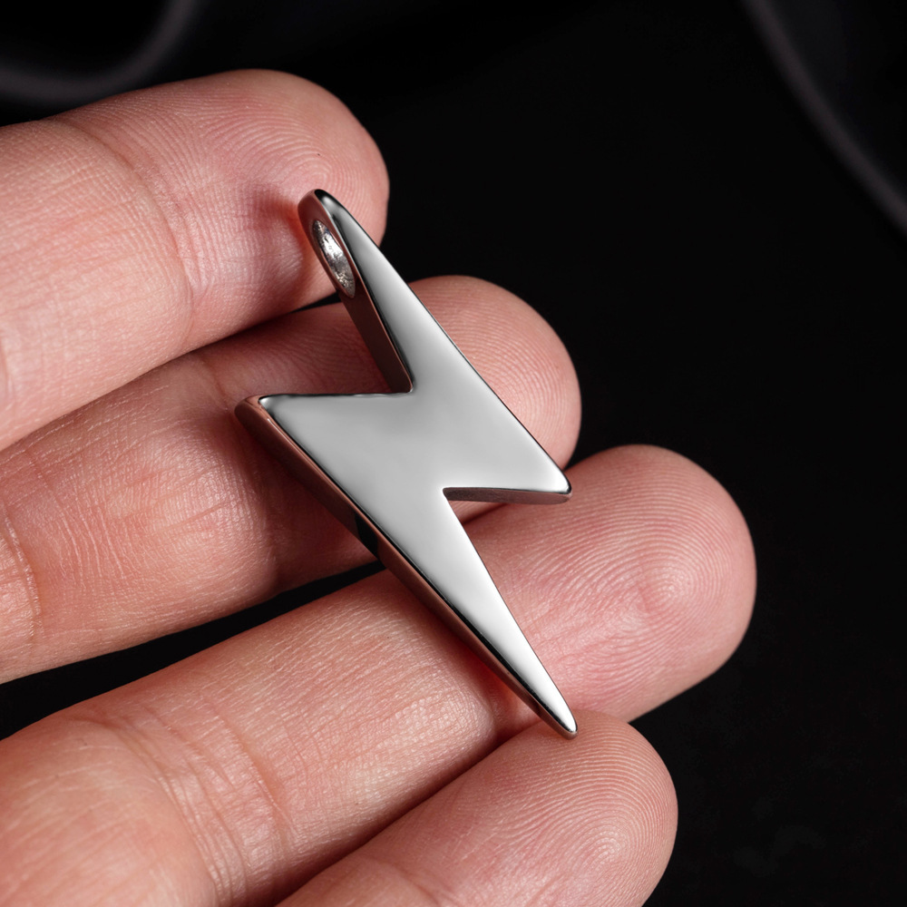 Titanium Steel Chain Material Simple Style Streetwear Lightning Titanium Steel Polishing Unisex Pendant Necklace Men Pendant Necklaces