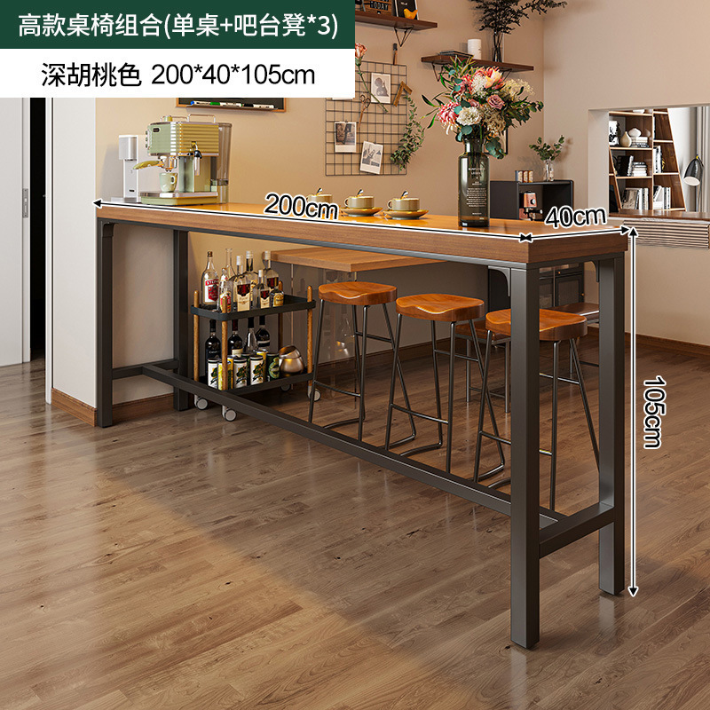 Mesa de bar de madera maciza, partición de pared para el hogar, mesa estrecha, mesa de comedor larga, sala de estar, esquina de café, balcón, estante