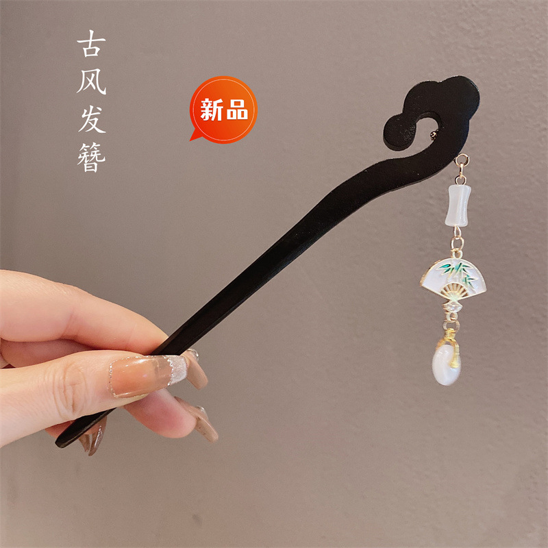 Nueva horquilla de estilo antiguo chino, horquilla de madera femenina, borla, paso a paso, nueva horquilla de estilo chino, horquilla simple