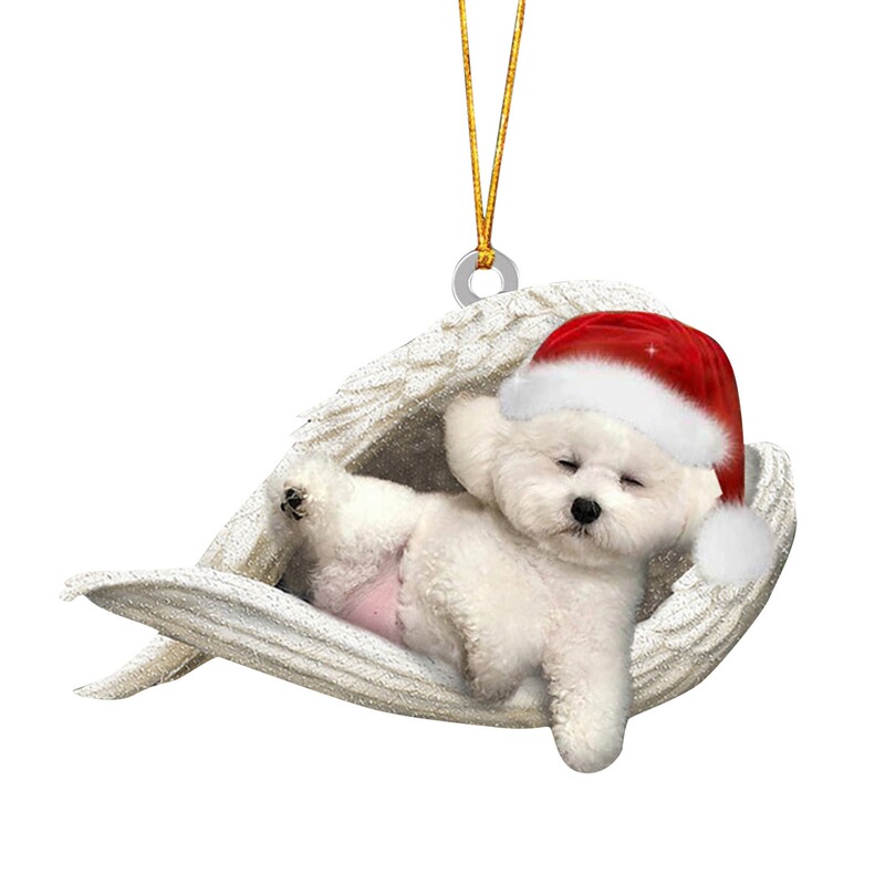 Cross-Border New Sleeping Angel Dog Christmas Decoration Acrylic Flat Pendant Festive Atmosphere Decorative Pendant Cross-Border New Sleeping Angel Dog Christmas Decoration Acrylic Flat Pendant Festive Atmosphere Decorative Pendant