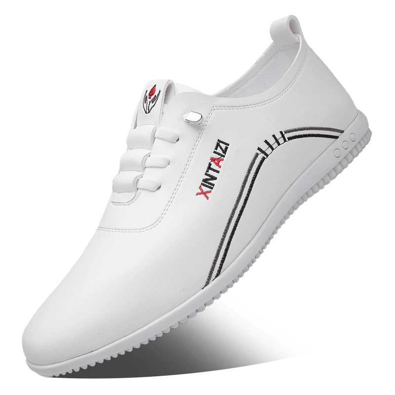 Men's white shoes for leather shoes, casual footwear, soft sole
