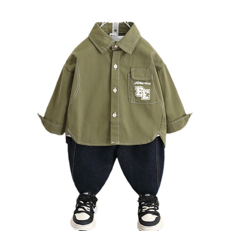 5824 chaquetas para niños 2025 nuevos modelos de primavera y otoño ropa de otoño para niños camisas de manga larga de moda para bebés estilo fino de otoño