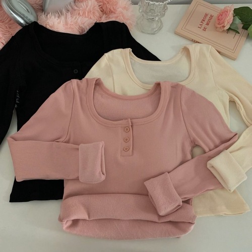 Deyu Long-Sleeve Thermal T-Shirt for Women: Autumn/Winter Korean-Style
