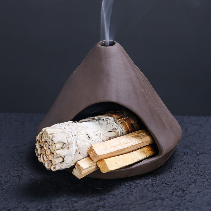 秘鲁木palo santo holder鼠尾草燃烧托盘支架陶瓷小壁炉氛围摆件|undefined
