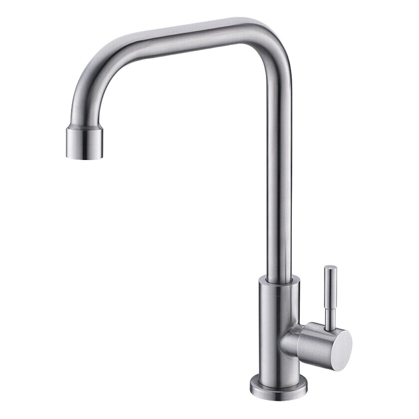 Factory wholesale 304 stainless steel sink faucet single cold copper core 4 points sink faucet brushed