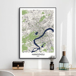 中国城市地图装饰画客厅落地艺术壁画走廊过道竖版玄关办公室挂画