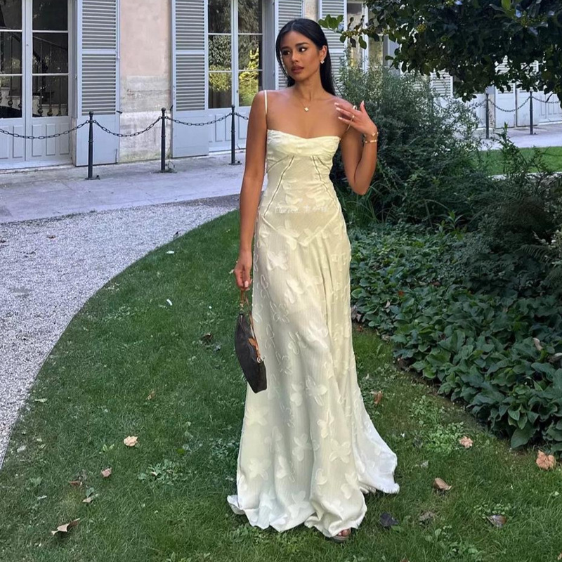 Nana Same Style Retro Cream Sling Print Backless Dress Sweet Gentle Style Birthday Evening Dress Nana Same Style Retro Cream Sling Print Backless Dress Sweet Gentle Style Birthday Evening Dress