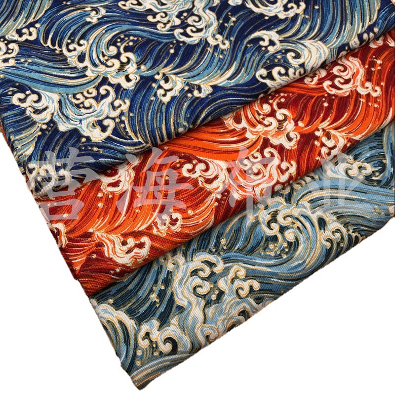 厂家直销麻布海洋风 麻布印花 抱枕面料 桌布工艺品装饰背景 用布