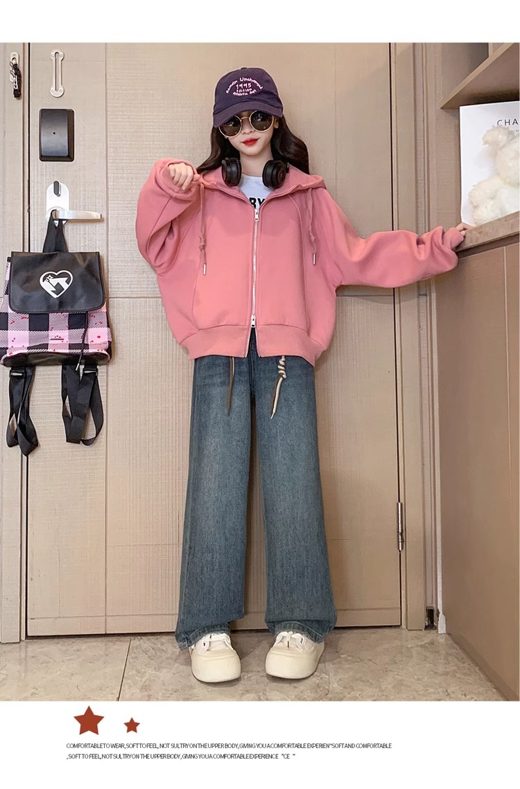 Ensemble sweatshirt cardigan ample à manches longues enfant_voghion.com