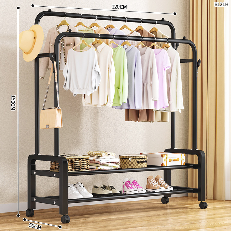 Tendedero de Ropa Plegable Móvil para Balcón y Dormitorio - Perchero de Pie para Hogar