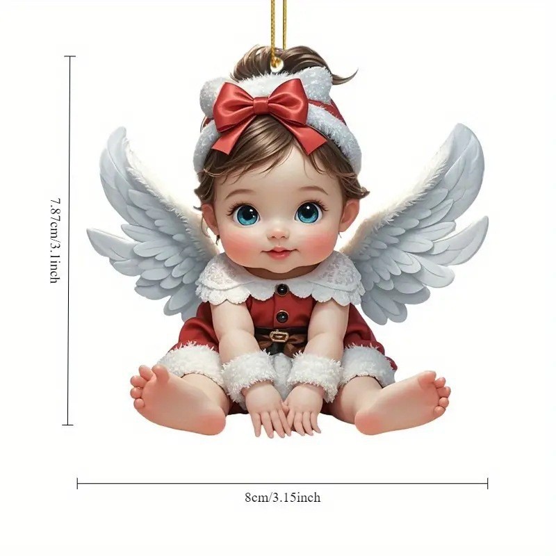 Cross-border nuevo lindo ángel acrílico colgante espejo retrovisor de automóvil colgante plano decoración de regalos de vacaciones