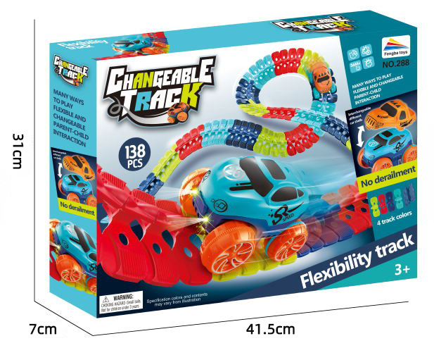 Iluminación transfronteriza inteligencia coche eléctrico variedad Montaña Rusa coche de ferrocarril juguete para niños coche de ferrocarril montado flexible