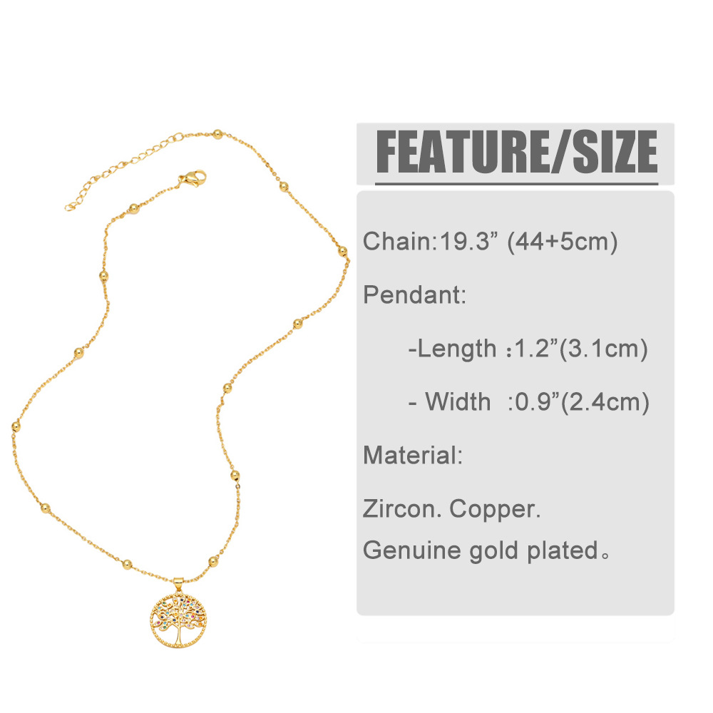 fashion leopard head pendant simple color zircon tree of life pendant copper necklace