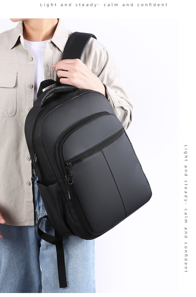 Cross-border business backpack, men's commuting and office computer bag, water-resistant double backpack, lightweight and large-capacity student schoolbag undefined