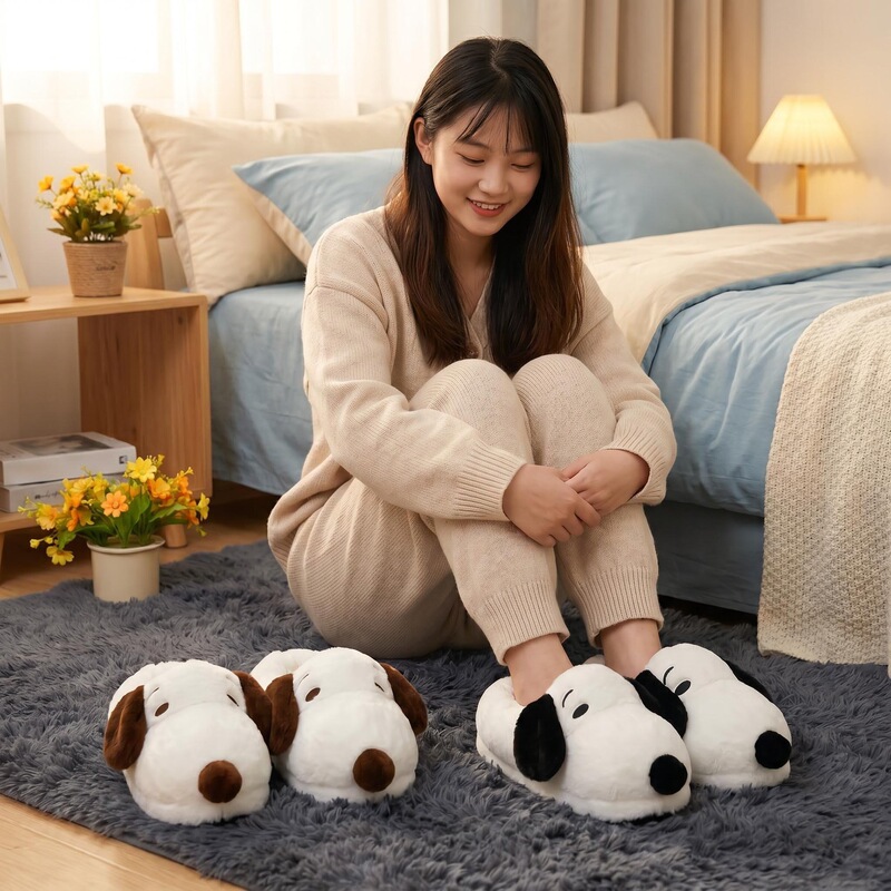 In-Stock Wholesale Creative Cartoon Snoopy Plush Slippers with Full Coverage, Couple's Home Warm Cotton Shoes In-Stock Wholesale Creative Cartoon Snoopy Plush Slippers with Full Coverage, Couple's Home Warm Cotton Shoes
