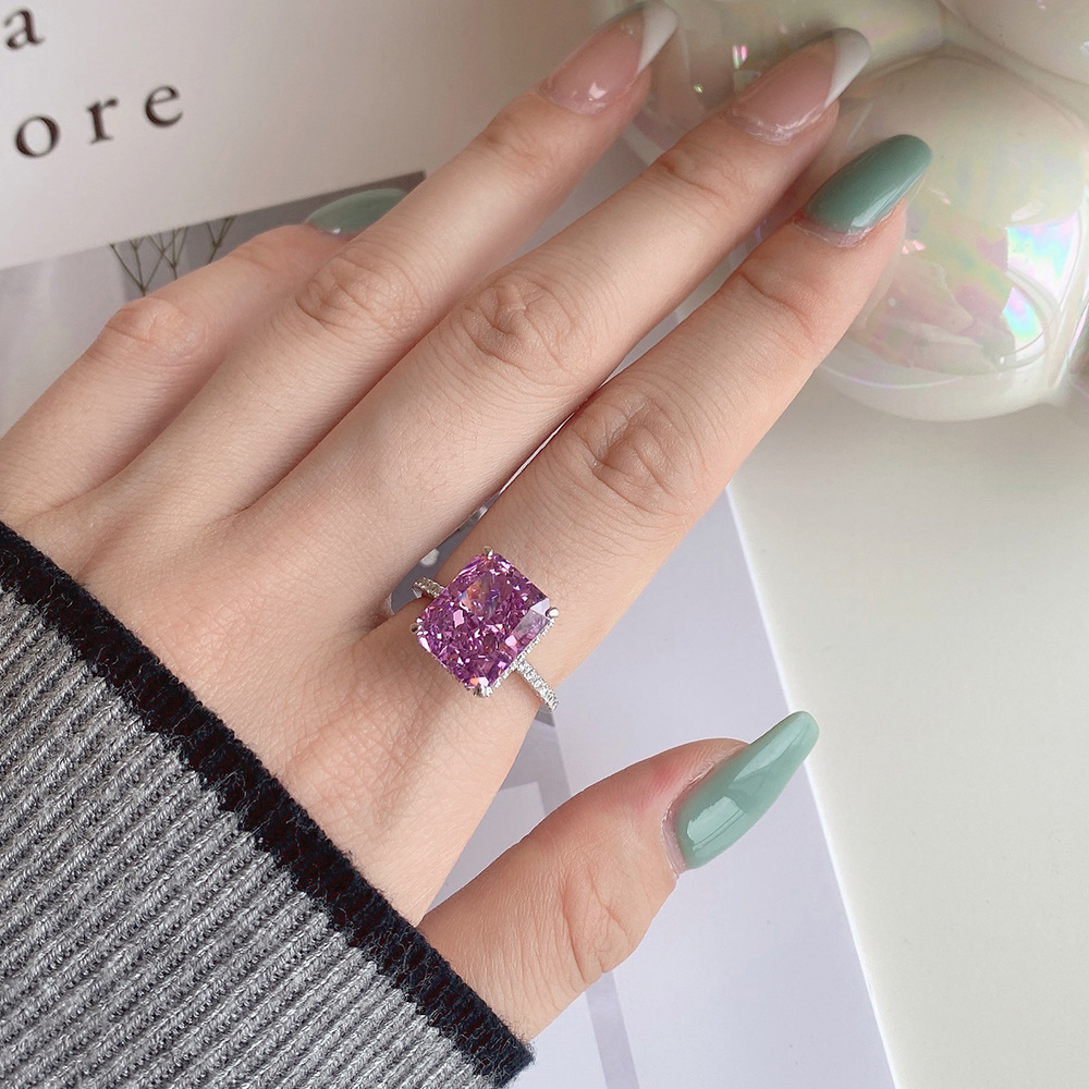 Fashion Square Sterling Silver Plating Inlay Zircon Rings 1 Piece