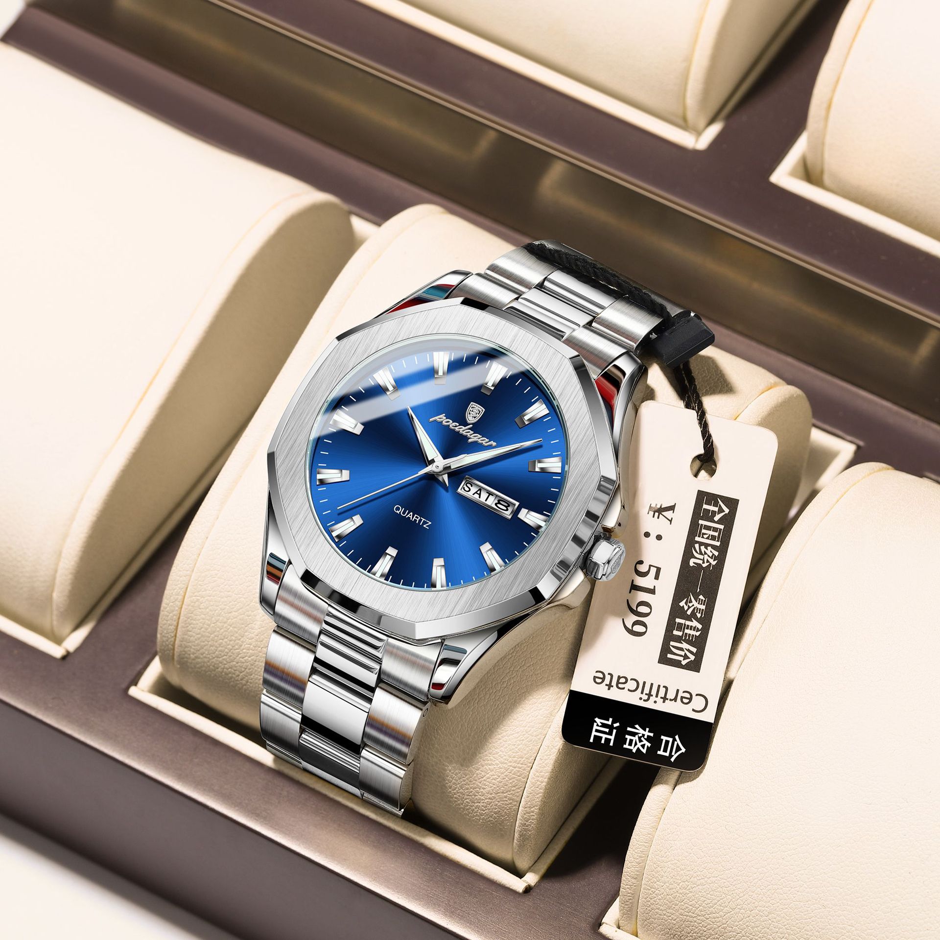 Marca suiza transfronteriza nuevo reloj de hombre de correa de acero relojes de cuarzo de comercio exterior en vivo un producto explosivo