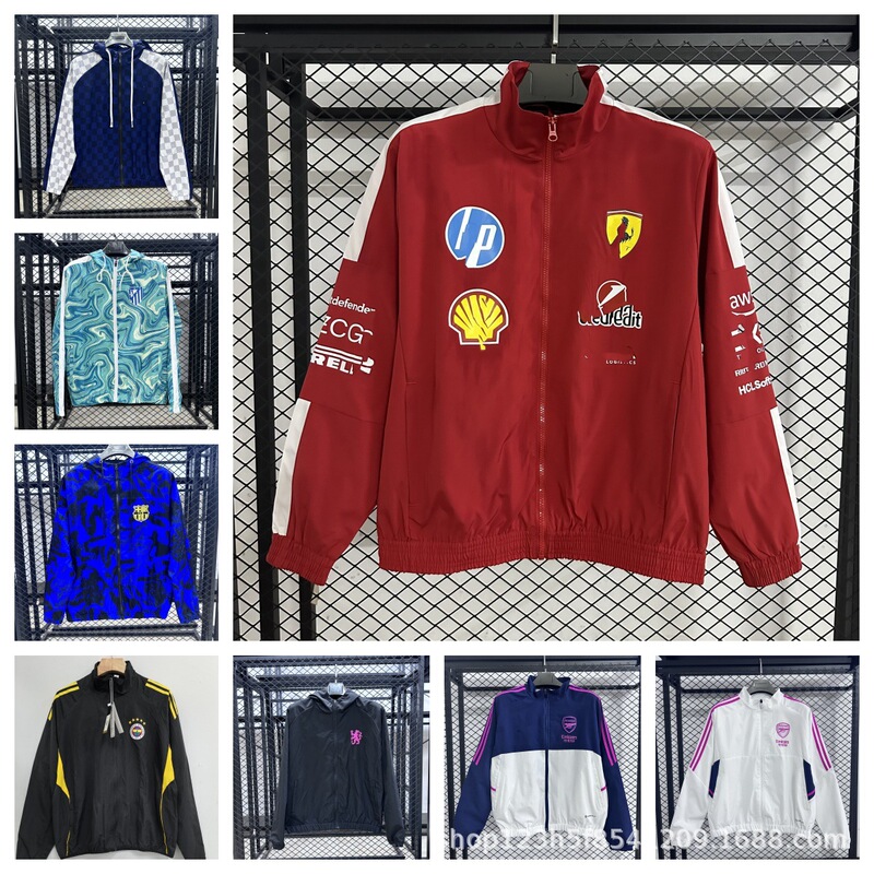 2526 Ferrari Team Driver's Uniform Brazil Retro Jordan Paris Barcelona Real Madrid Manchester United Bayern Thick Windbreaker