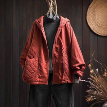 连帽棉衣 2025冬季新款 大码宽松棉服女设计感小众菱格外套81178