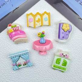 创意卡通少女心家居摆件树脂配件 diy奶油胶发夹发绳洞洞鞋扣材料