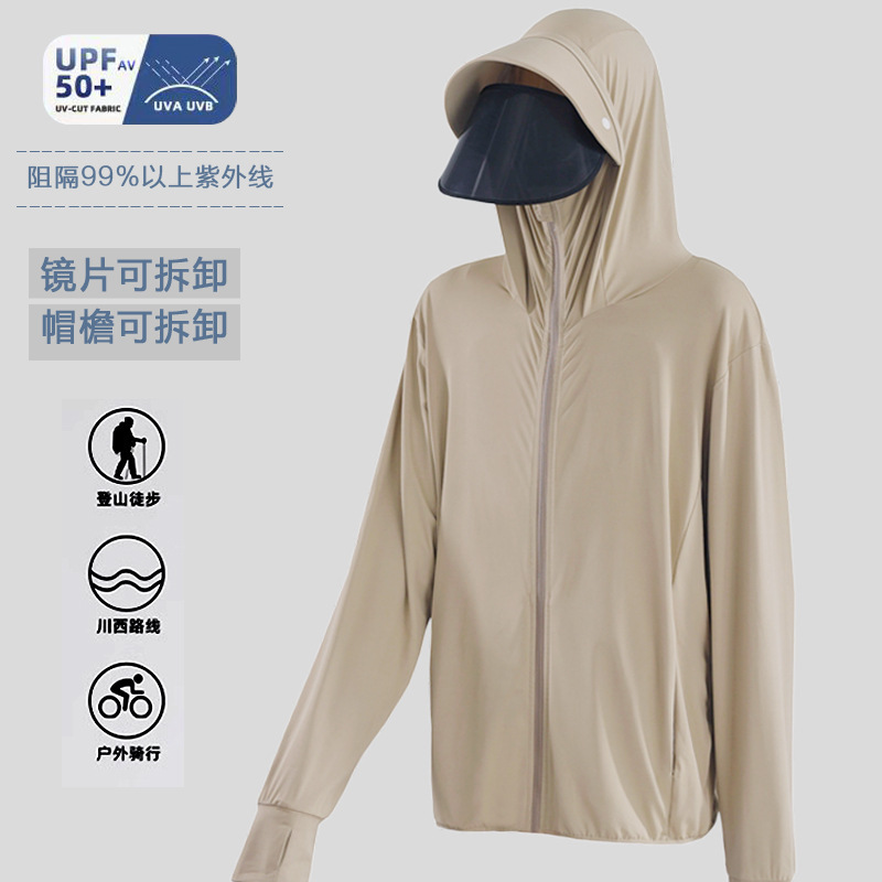 Moxun ロマンチックな日焼け防止服男性 2025 新しい夏の抗 UV アイスシルク薄い日焼け防止服屋外釣り服|undefined