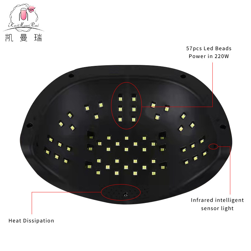 220W de alta potencia fototerapia máquina de secado rápido de uñas lámpara de cocción de cuatro engranajes de sincronización portátil secador de uñas al por mayor transfronterizo