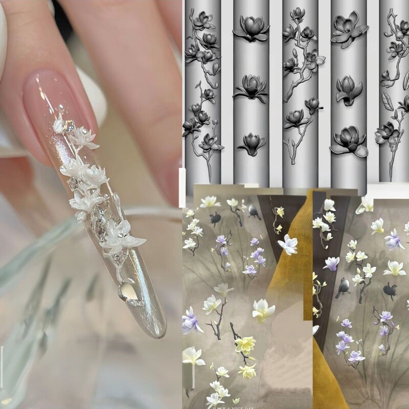 Cross-Border Nail Art Mold with Floral Fairy-Like Ancient Style, Bright Magnolia Flower DIY Handmade Silicone Mold for Nail Art Cross-Border Nail Art Mold with Floral Fairy-Like Ancient Style, Bright Magnolia Flower DIY Handmade Silicone Mold for Nail Art