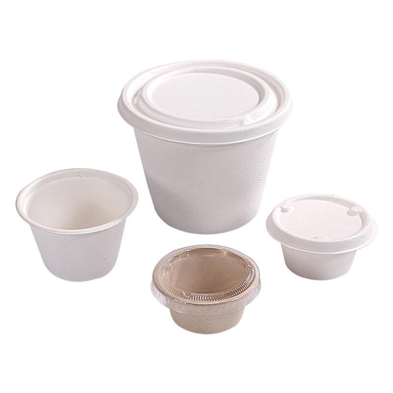 Prueba desechable 4oz condimento taza 4oz pulpa degustación taza salsa plato taza pequeña taza de pulpa degradable taza