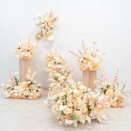 婚礼装饰香槟色花艺套装 仿真花瀑布拖尾花艺餐厅橱窗布置假花