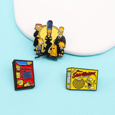 Simpsons Family Cartoon Brooch Enamel Pin Metal Badge Backpack Decoration