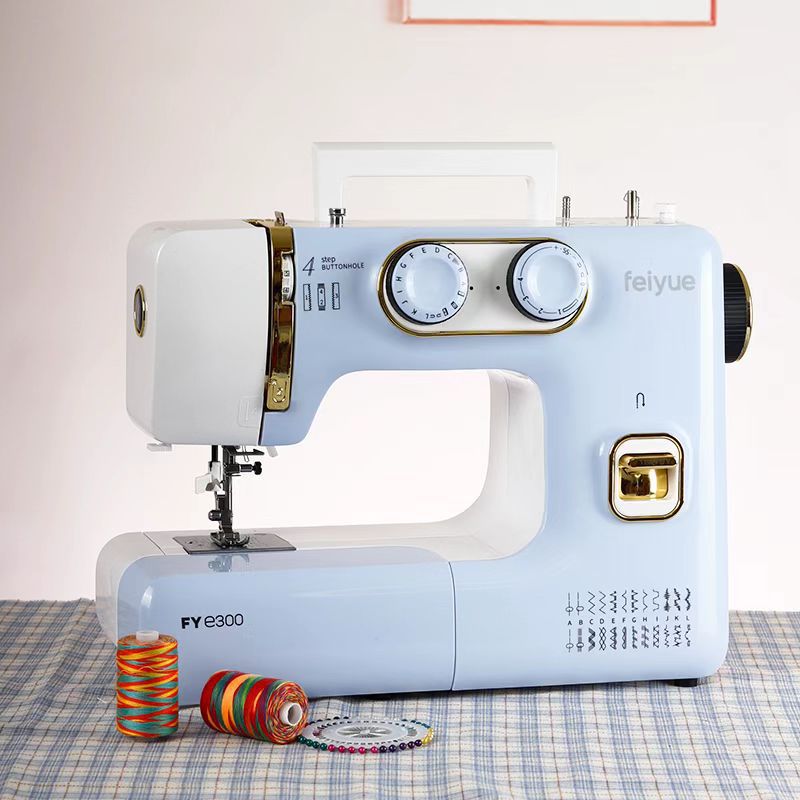Feiyue salto doméstico multifuncional máquina de coser eléctrica carro de ropa E300 escritorio cerradura borde comer grueso 12 capas de alta potencia
