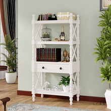 美式书架实木置物架小户型创意复古书柜家用多层客厅隔断柜子欧式
