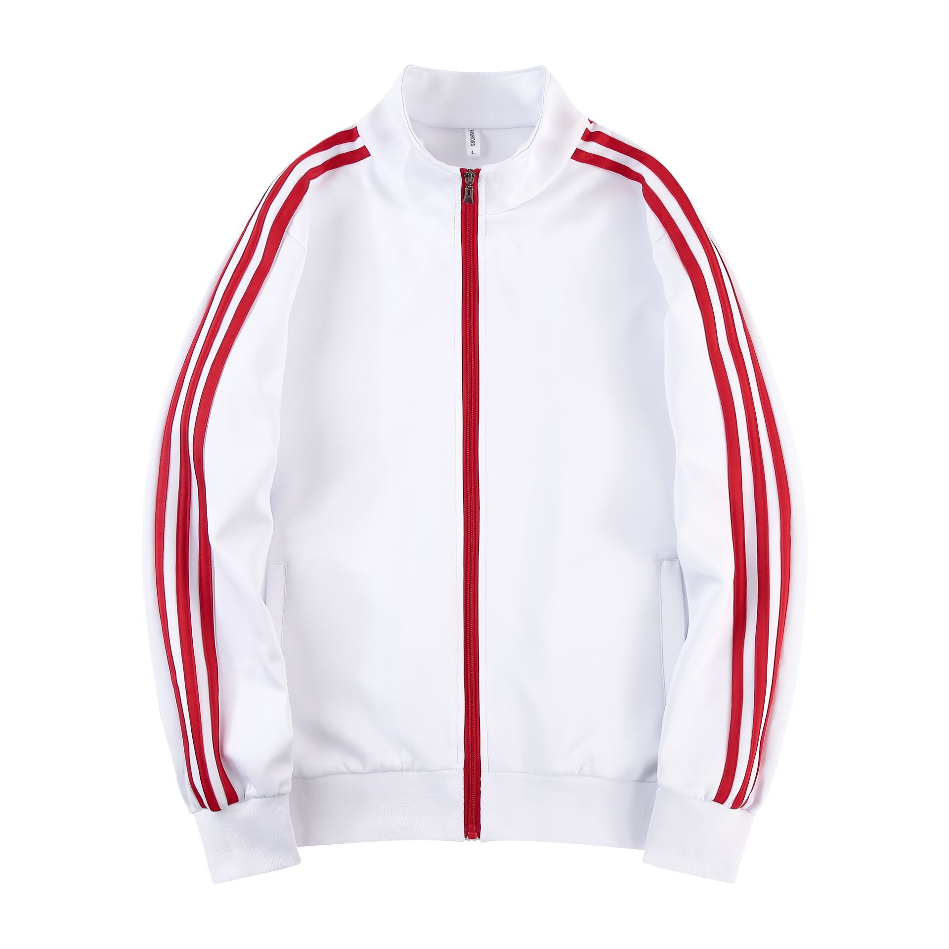 Primavera y otoño transfronterizos chaquetas deportivas parejas americanas de moda casuales de tres barras suéter chaqueta de béisbol de mujer