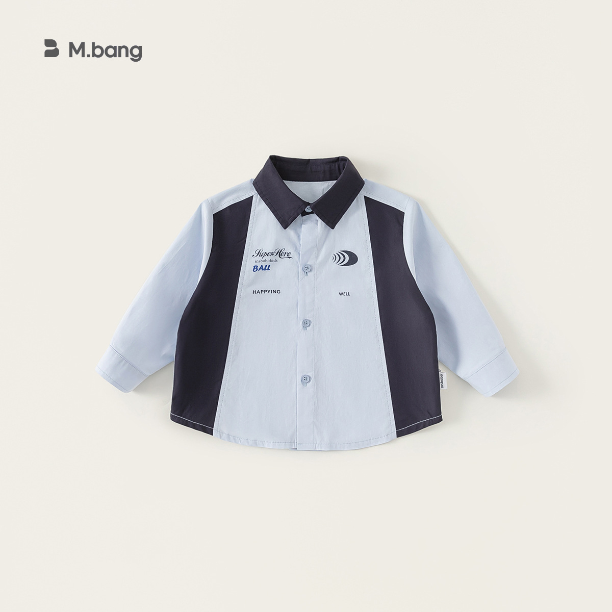 Youbao ropa infantil infantil letras simples con chaqueta de primavera camisa de collar camisa de mangas largas de color contraste para niños