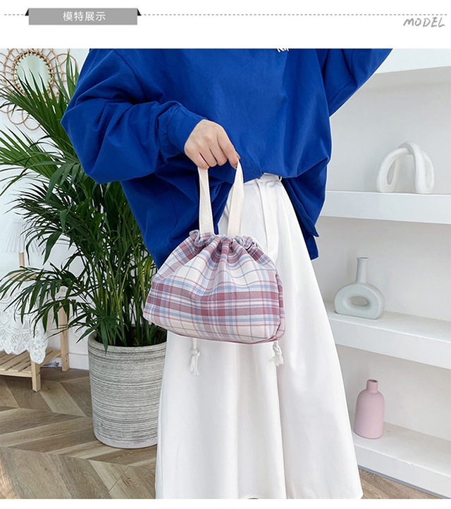 JK Japanese-style small bucket tote canvas bag, new simple and versatile, artistic single-shoulder hand-carry lunch box bag for women Specification drawing