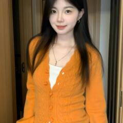 韩系多巴胺V领钩花毛衣针织开衫女2025早秋新款修身显瘦外搭上衣
