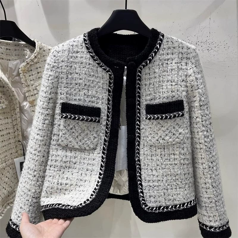Зимняя стёганная пуховка в французском стиле, стиль Chanel, для подростков, с увеличенной толщиной