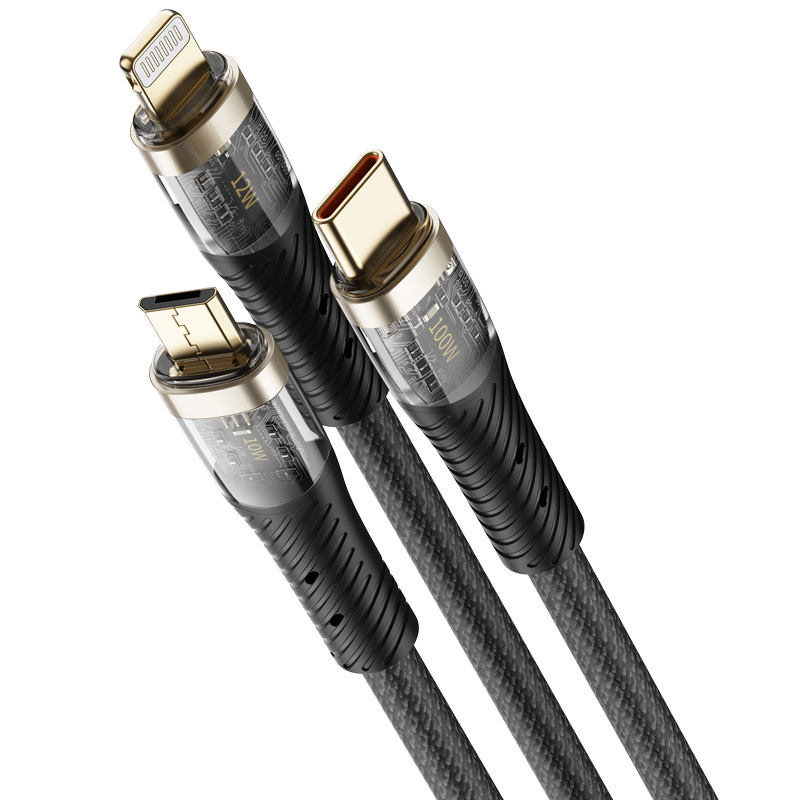 Rock/ロックg20一モップ三透明急速充電データケーブルl = 150cm編組透明充電ケーブルケーブル|undefined