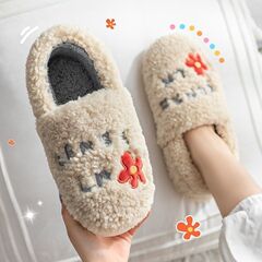 秋冬保温綿毛スリッパ家庭内カップルは滑り止めバッグと月子靴の毛羽立ち靴の女性を厚くした