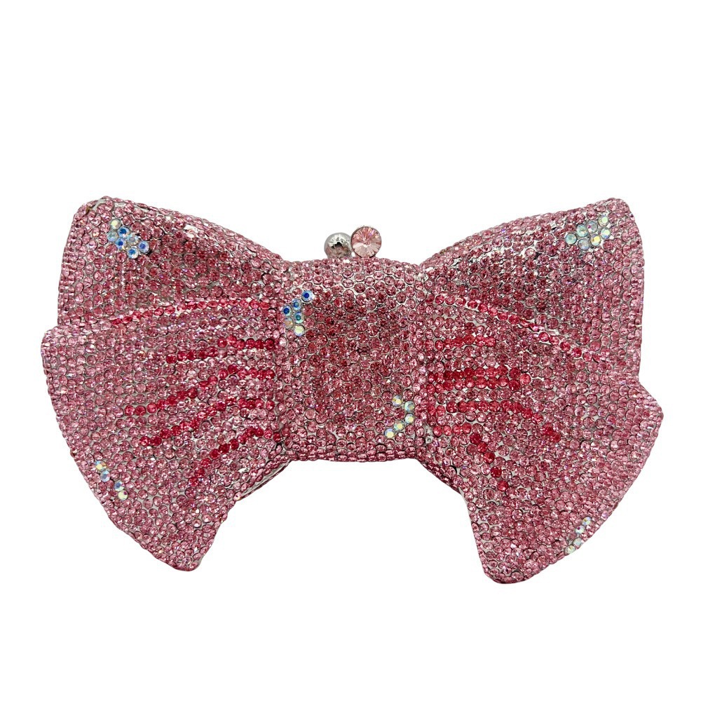 Bolso de arco transfronterizo nuevo arco de diamantes bolso de banquete de diamantes bolso de mano de mujer bolso de maquillaje pastel