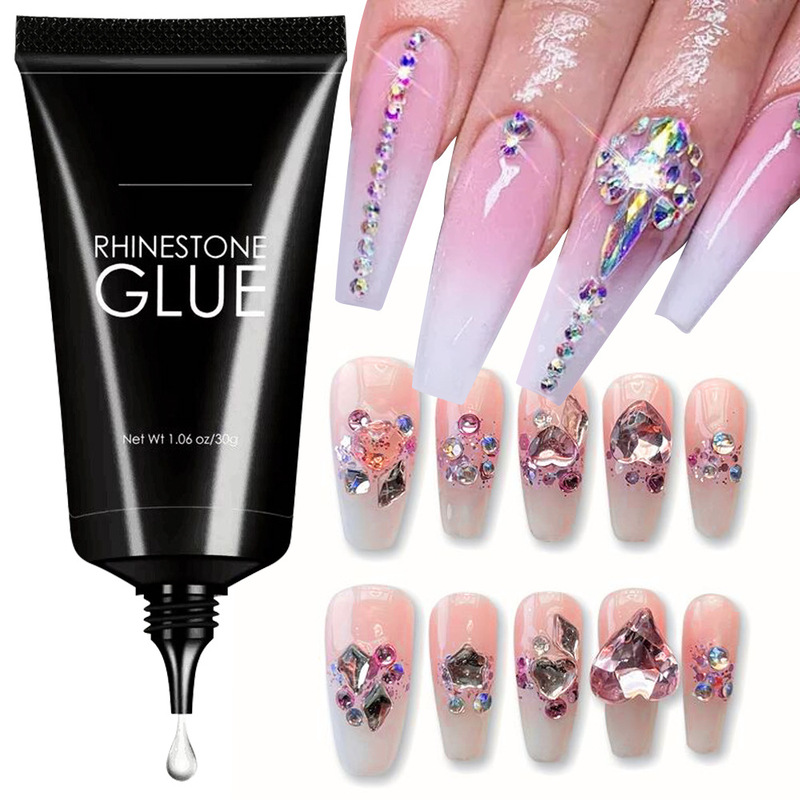 30g transparent glue for removable nail rhinestones, adhesive for diamond tips, strong adhesive for nail art, manicure tool