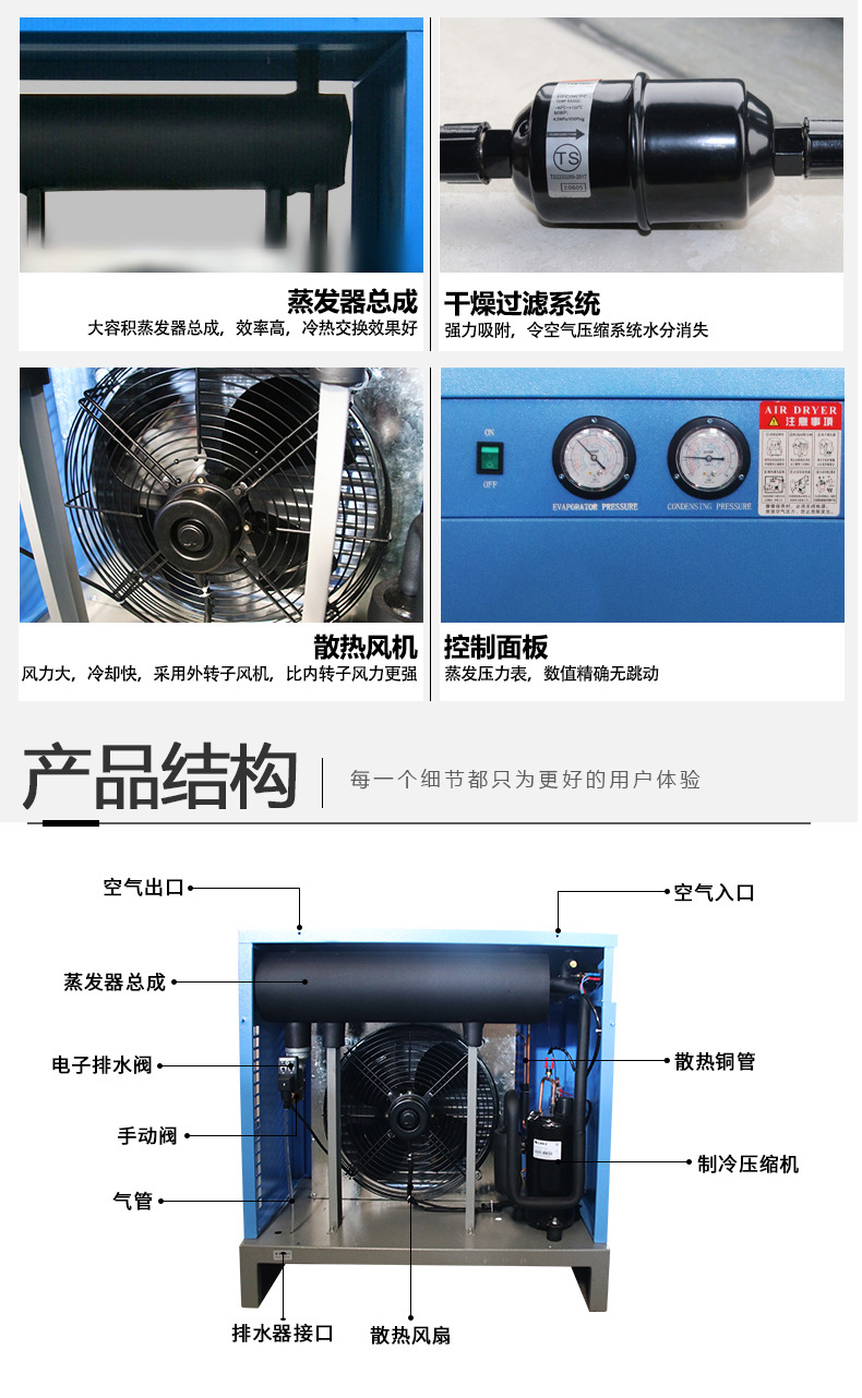 Freezer Dryer High-Efficiency Purification Large Screw Air Compressor Industrial Grade Cold Dryer Air Compressor Air Pump