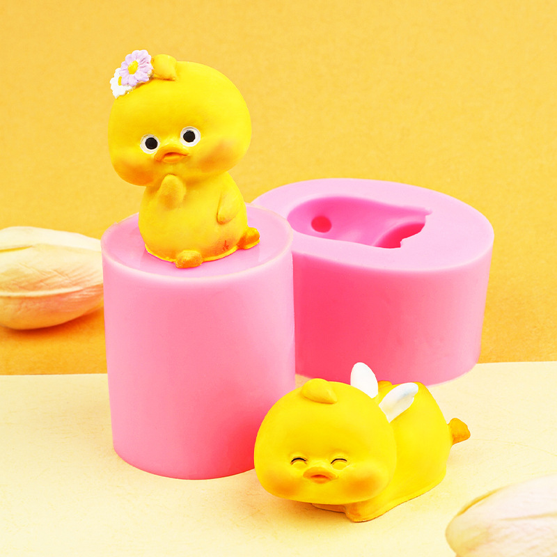 3D tridimensional pinch le pequeño pato amarillo molde de silicona pato chocolate pudding cubo de hielo cubo fondant pastel molde