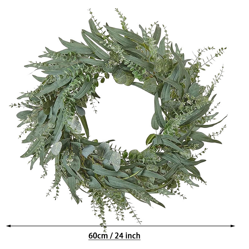 亚马逊新品仿真花环玫瑰假花藤圈家居客厅墙挂大门浆果装饰花环挂|undefined