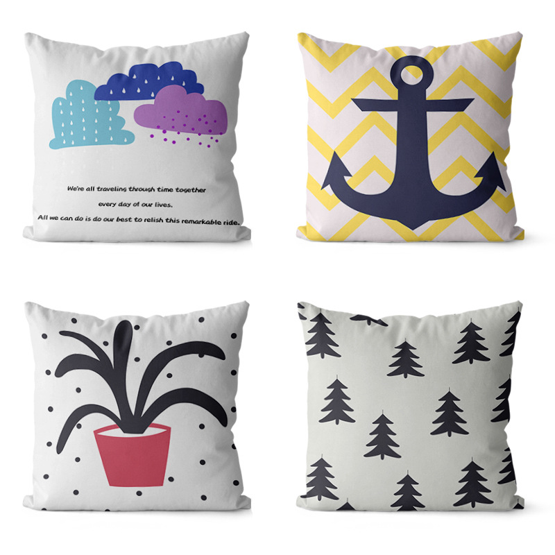Almohada de estilo Ins simple Almohada de cabecera de viento europea y americana Impresión de sofá Funda de almohada geométrica Cojín de oficina Almohada de cintura